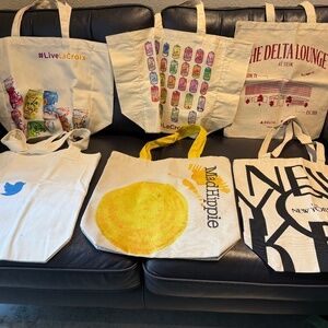 Set of 6 Canvas Totes